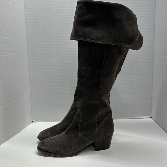 Frye Clara Boots Tall Over the Knee High Heeled Boot Shoes Suede Gray Size 7 - Picture 3 of 7